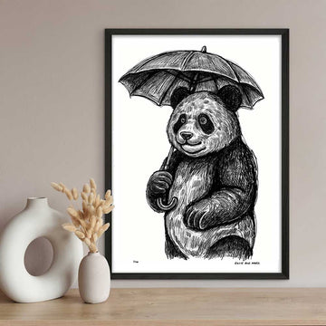 Panda Loved Singing in the Rain (Giclee Canvas Print)