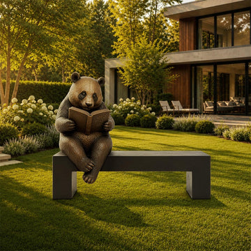 Panda Saved You a Seat, Dreaming Between the Pages (Bronze Sculpture)