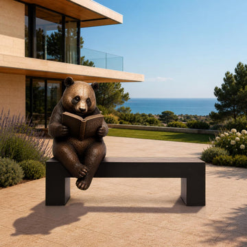 Panda Saved You a Seat, Dreaming Between the Pages (Bronze Sculpture)