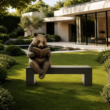 Panda Saved You a Seat, Dreaming Between the Pages (Bronze Sculpture)