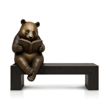 Panda Saved You a Seat, Dreaming Between the Pages (Bronze Sculpture)