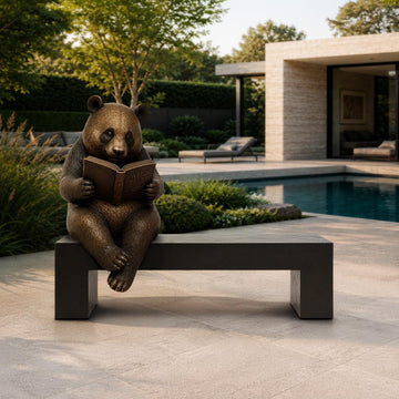 Panda Saved You a Seat, Dreaming Between the Pages (Bronze Sculpture)