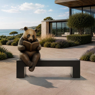Panda Saved You a Seat, Dreaming Between the Pages (Bronze Sculpture)
