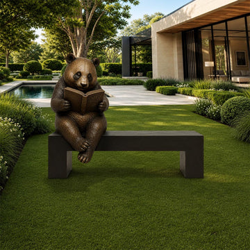 Panda Saved You a Seat, Dreaming Between the Pages (Bronze Sculpture)