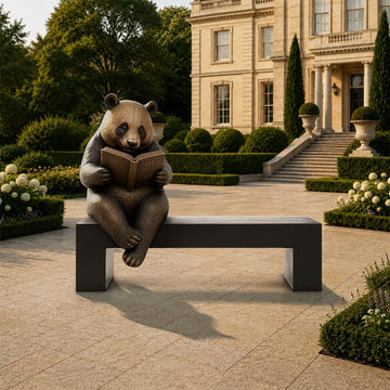 Panda Saved You a Seat, Dreaming Between the Pages (Bronze Sculpture)