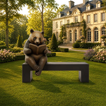 Panda Saved You a Seat, Dreaming Between the Pages (Bronze Sculpture)