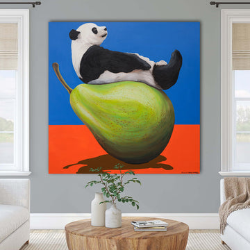 Panda's Pear-fect Balance (Original Painting)