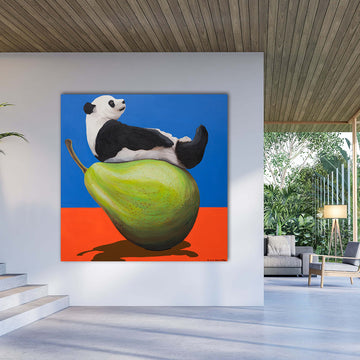 Panda's Pear-fect Balance (Original Painting)