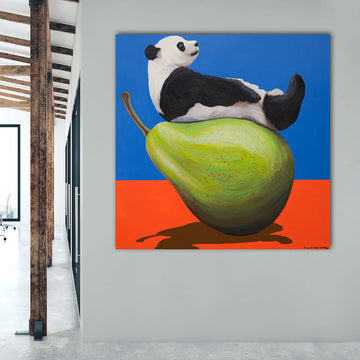 Panda's Pear-fect Balance (Original Painting)