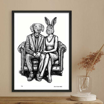 Rabbitwoman and Dogman Are Comfy (Giclee Canvas Print)