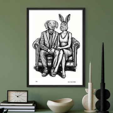 Rabbitwoman and Dogman Are Comfy (Giclee Canvas Print)