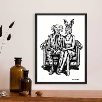Rabbitwoman and Dogman Are Comfy (Giclee Canvas Print)