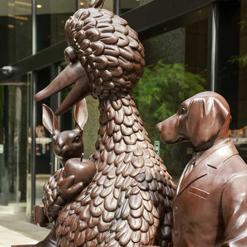 Rabbitwoman and Dogman Love Big Bird (Bronze Sculpture)