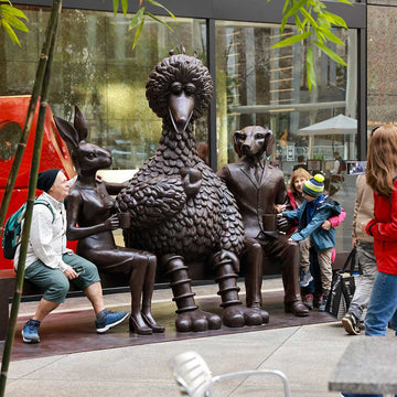 Rabbitwoman and Dogman Love Big Bird (Bronze Sculpture)