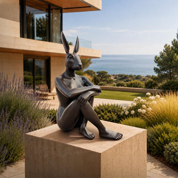 Rabbitwoman Was Content (Bronze Sculpture, Mid-Size)