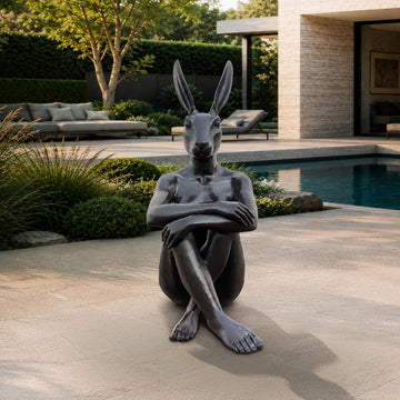 Rabbitwoman Was Content (Bronze Sculpture, Mid-Size)