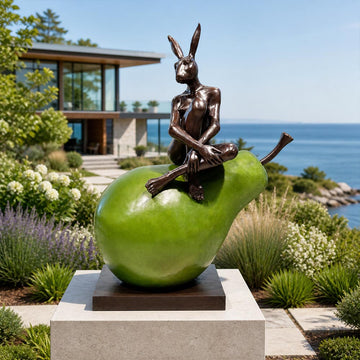 Rabbitwoman Had a Beautiful Pear (Bronze Sculpture, Mid-Size)