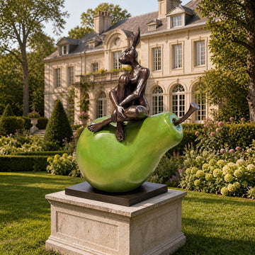 Rabbitwoman Had a Beautiful Pear (Bronze Sculpture, Mid-Size)
