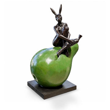 Rabbitwoman Had a Beautiful Pear (Bronze Sculpture, Mid-Size)
