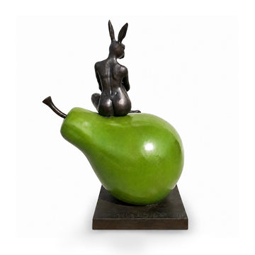 Rabbitwoman Had a Beautiful Pear (Bronze Sculpture, Mid-Size)