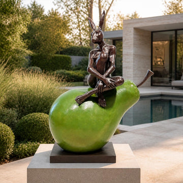 Rabbitwoman Had a Beautiful Pear (Bronze Sculpture, Mid-Size)