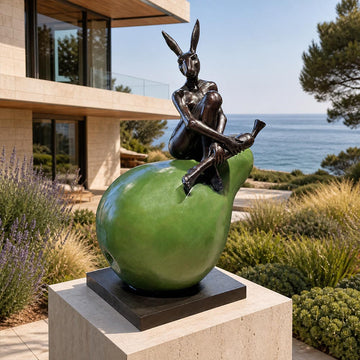 Rabbitwoman Had a Beautiful Pear (Bronze Sculpture, Mid-Size)