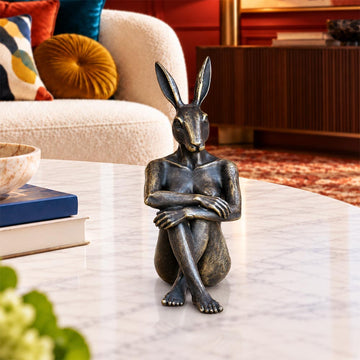 Rabbitwoman has Wild Ideas (Bronze Sculpture, Miniature)