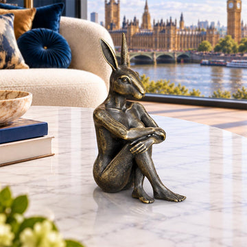 Rabbitwoman has Wild Ideas (Bronze Sculpture, Miniature)