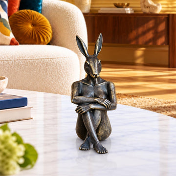 Rabbitwoman has Wild Ideas (Bronze Sculpture, Miniature)