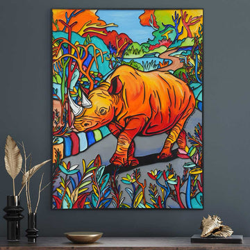 Rhino In Garden Of Eden (Original Painting)