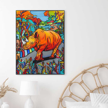 Rhino In Garden Of Eden (Original Painting)