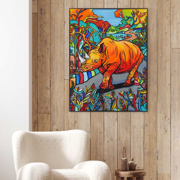 Rhino In Garden Of Eden (Original Painting)