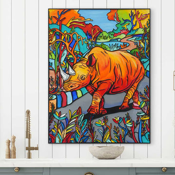 Rhino In Garden Of Eden (Original Painting)