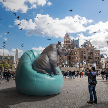 Rhino Loves Big Beanbags (Bronze Sculpture)