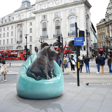 Rhino Loves Big Beanbags (Bronze Sculpture)