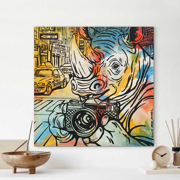 Rhino Photo Lover (Original Painting)