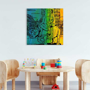 Rhino in the City Big Time (Original Painting)