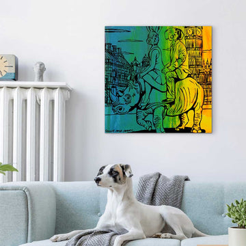 Rhino in the City Big Time (Original Painting)
