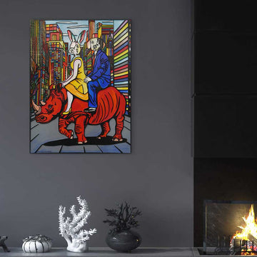 Rhino in the City (Original Painting)