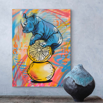 Rhino on a Lemon (Original Painting)