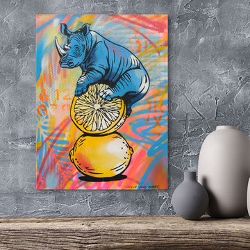 Rhino on a Lemon (Original Painting)