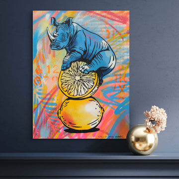 Rhino on a Lemon (Original Painting)