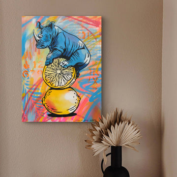Rhino on a Lemon (Original Painting)