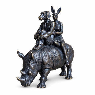 Rhino Riders and the Wild Promise (Bronze Sculpture, Miniature)