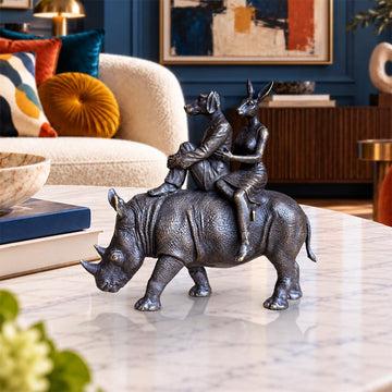 Rhino Riders and the Wild Promise (Bronze Sculpture, Miniature)