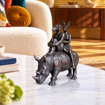 Rhino Riders and the Wild Promise (Bronze Sculpture, Miniature)
