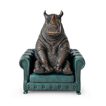 Rhino Sat with Hope (Bronze Sculpture, Small)