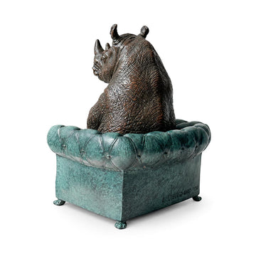Rhino Sat with Hope (Bronze Sculpture, Small)