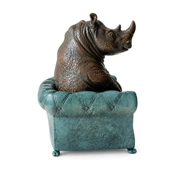 Rhino Sat with Hope (Bronze Sculpture, Small)