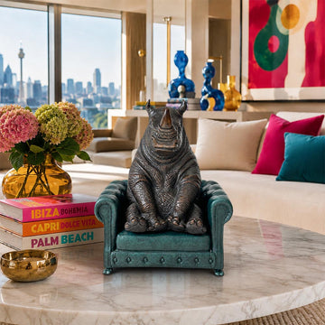 Rhino Sat with Hope (Bronze Sculpture, Small)